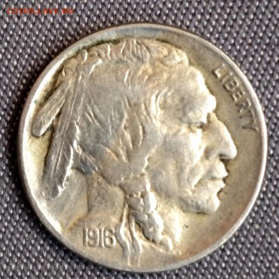 5 центов 1916 США, разновидновидность, без монограммы "no F" - image