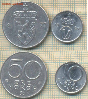 Норвегия 25 эре 1970 г. 50 эре 1973, до 05.06.2018 г. 22.00 - Норвегия 2 монеты 1148
