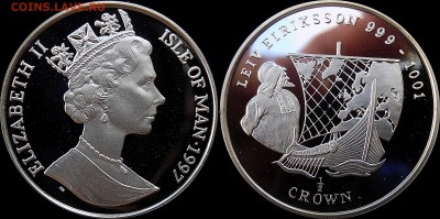 2 кроны 1997 Лейф Эриксон Викинги - Мэн пол кроны 1997