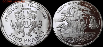 ТОГО 1000 франков 2004 Корабль HMS Roebuck - Того 1000 франков 2004 г.