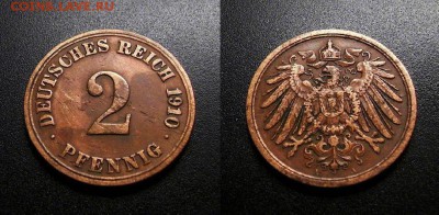МОНЕТЫ МИРА 555 - Германия – 2 пфеннига (1910 А) медь