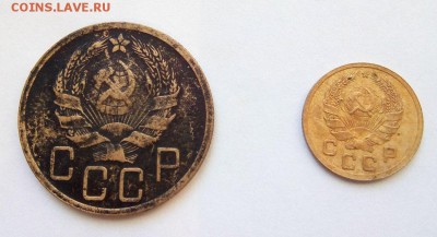 5 коп и 1 коп 1935г(нов.тип) до 07.06.2018г в 22-00 МСК - аверс 5 коп и 1 коп