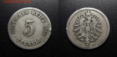 МОНЕТЫ МИРА 555 - Германия – 5 пфеннигов (1889 А)