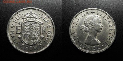 МОНЕТЫ МИРА 555 - Великобритания – 0,5 кроны (1959) «Елизавета II»