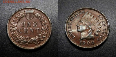 МОНЕТЫ МИРА 555 - США – 1 цент (1900) «Индеец»