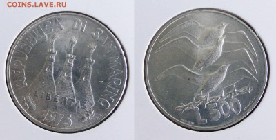 2 монеты Сан Марино 500 лир 1972 и 1975 до 23.05.18 в 22.00 - 1