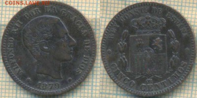 Испания 5 сентимо 1879 г., до 12.06.2018 г. 22.00 по Москве - Испания 5 сентимос 1879  1201