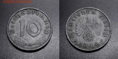 МОНЕТЫ МИРА 555 - Германия (3-й Рейх) – 10 рейхспфеннигов (1940 А) цинк №2-2