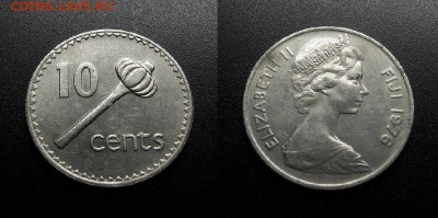 МОНЕТЫ МИРА 555 - Фиджи – 10 центов (1976) «Дубинка (ула тава тава)»