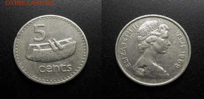 МОНЕТЫ МИРА 555 - Фиджи – 5 центов (1969) «Нац. музыкальный инструмент»