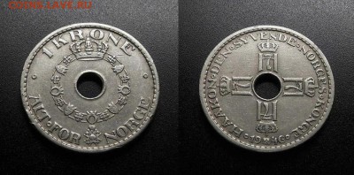 МОНЕТЫ МИРА 555 - Норвегия – 1 крона (1946)