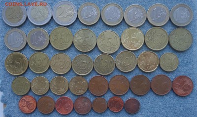 40 евромонет от 1 цента до 2 евро, до 14.06.2018 в 22:00 - eur1