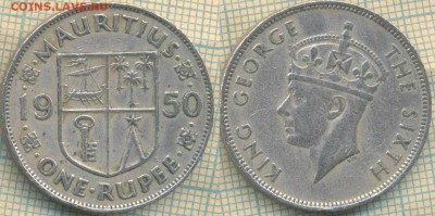 Маврикий 1 рупия 1950 г. Георг VI, до 18.06.2018 г. 22.00 по - Маврикий 1 рупия 1950  1308