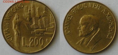Ватикан, 200 Лир 1991г. до 18.06 - 22.00 - Ватикан, 200 Лир 1991 