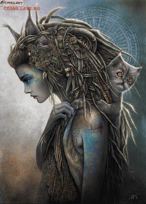 Кошки на монетах - Lovell 9 lives Dark Nature