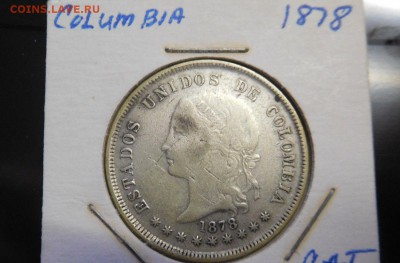 CША 5 цент 1869,Колумбия 50 сен 1878,Испания 1 песета 1933 - Columbia 50 centavos-1