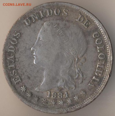 CША 5 цент 1869,Колумбия 50 сен 1878,Испания 1 песета 1933 - 32