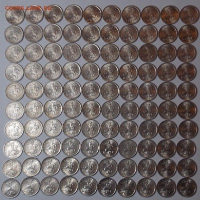 100 монет в штемпельном блеске AU ,5 копеек спмд 2001-2008 - 128r