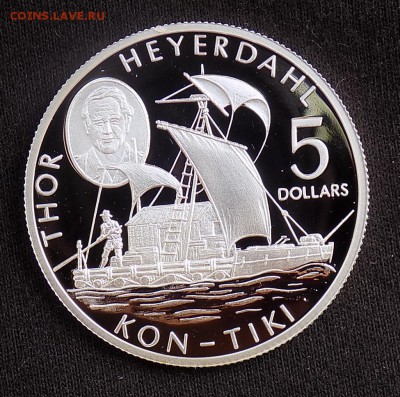 Острова Кука 5 долларов 2002 Плот Кон-Тики - DSCN1989.JPG