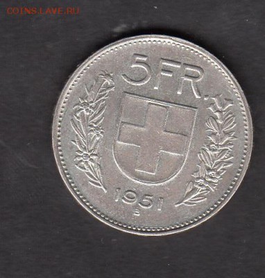 Швейцария 1951 5 франков - 98а
