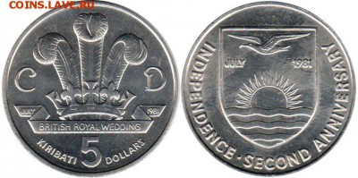 Крона Шайба Кирибати 5$ долларов 1981 Независимость - krona_shajba_kiribati_5_dollarov_1981_nezavisimost
