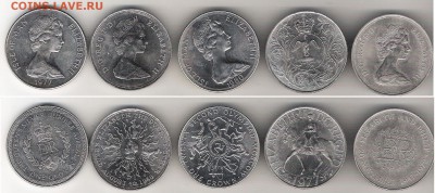 Великобритания. 5 кроновых монет. С 1 руб. до 28.06 в 22.10 - Великобритания 5 кроновых монет
