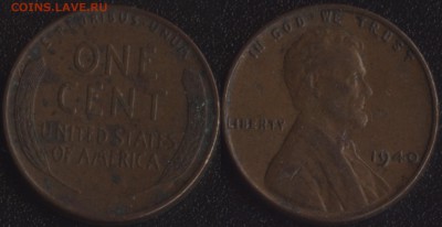 США 1 цент 1940 №2 до 22:00мск 30.06.18 - США 1 цент 1940 №2