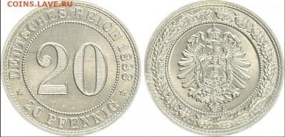 Германия 20 пфенниг 1888 и 1887 на оценку - ek1