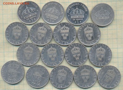 Швеция 1 крона 1972-2008 гг., погодовка, фикс. цена - Швеция 1 крона а фикс