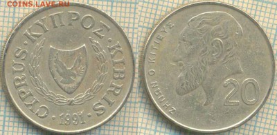 Кипр 20 центов 1991 г., до 05.07.2018 г. 22.00 по Москве - Кипр 20 центов 1991  1034