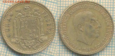 Испания 1 песета 1966(73) г. , до06.07.2018 г. 22.00 по Мос - Испания 1 песета 1966 (73)  870