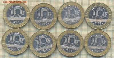 Франция 10 франков 1988-91 гг, фикс 10 руб - фр 10 фр а