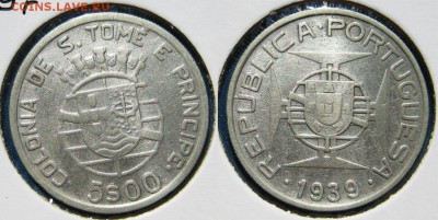 Сан-Томе и Принсипи 5 эскудо 1939 г  До 05.07 в 22-00МСК - Сан томе