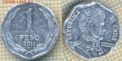 Чили 1 песо 2011 г., до 09.07.2018 г. 22.00 по Москве - Чили 1 песо 2011  1588