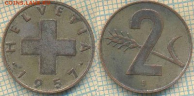 Швейцария 2 рапена 1957 г. , до 09.07.2018 г. 22.00 по Москв - Швейцария 2 раппена 1957  1600