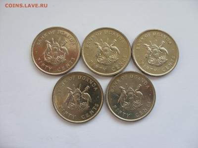 50 центов Уганда 1976 5 штук. Старт 150 рублей. - 50 центов Уганда 1976 5 штук - 2.JPG