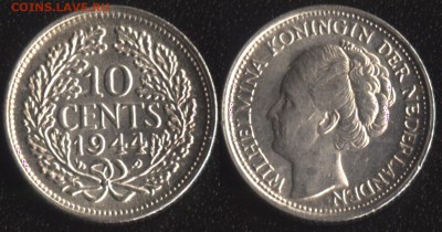 Нидерланды 10 центов 1944 Ag (P) до 22:00мск 10.07.18 - Нидерланды 10 центов 1944 Ag (P) -130