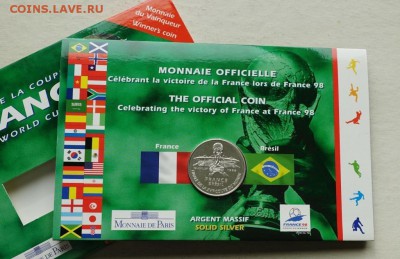 Франция 5 франков 1998 Чемпионат мира по футболу буклет UNC - serebro_francija_5_frankov_1998_chempionat_mira_po_futbolu_buklet_unc