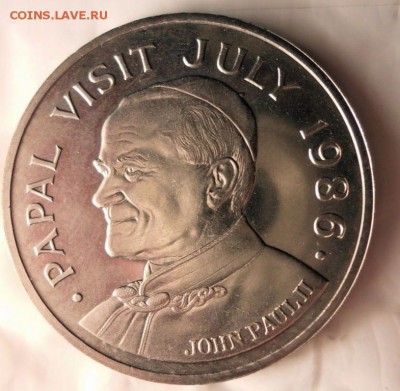 Крона Шайба Санта Лючия 5$ долларов 1986 Визит Папы Римского - krona_shajba_santa_ljuchija_5_dollarov_1986_sent_ljusija_vizit_papy_rimskogo_unc (1)