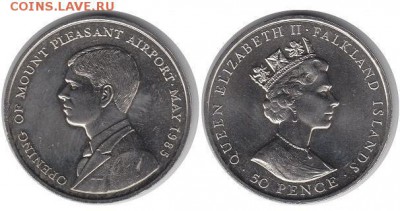 Крона Шайба Фолклендские острова 50 пенсов 1985 Аэропорт - krona_shajba_folklendskie_ostrova_50_pensov_1985_otkrytie_aeroporta_folklendy