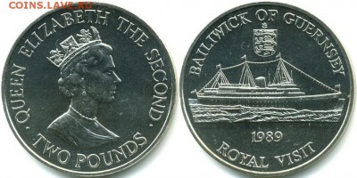 Крона Шайба Гернси 2 фунта 1989 Королевский визит Корабль - krona_shajba_gernsi_2_funta_1989_korolevskij_vizit_korabl