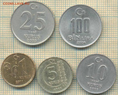 Турция  5 монет , до 12.07.2018 г. 22.00 по Москве - Турция 5 монет  1656