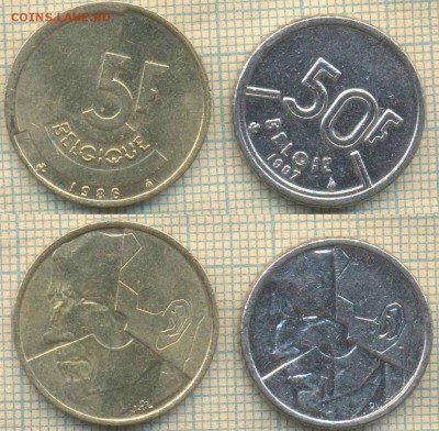 Бельгия 5 фр 1988 , 50 фр 1987 г., до12.07.2018 г. 22.00 по - Бельгия 2 монеты 1657
