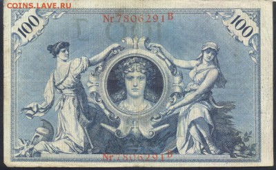 Германия 100 марок 1908 г. Красная печать.10.07.18 г. 22 -00 - 100  м. 1908  кр.1