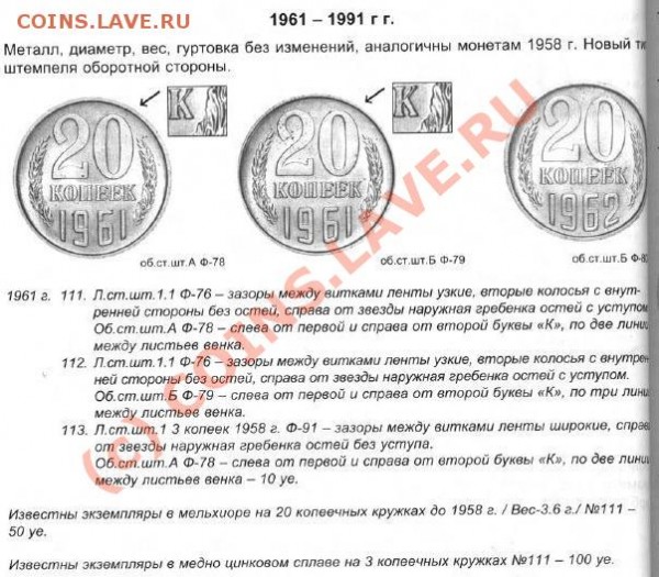 20 копеек 1961 г по Федорину опознайте. - точечный рисунок