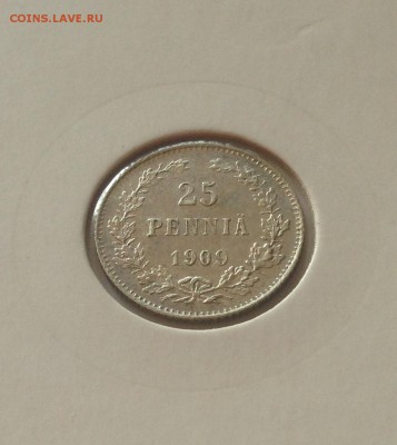 25 пенни 1909г. Русская Финляндия , до 15.07.18г. - 25p9