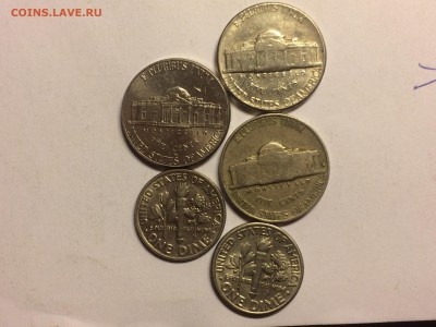 Монеты США 15 шт ( 5 центов , доллары , 10ц,1ц,50ц) - image