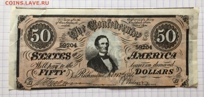 20 и 50 долларов, 1861 год. Конфедераты - 1347CD5D-AAA2-412B-BCFB-CF5491F3B17E