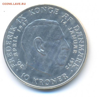 Ag. Дания 10 крон 1972. Маргрете II . AU. до 15.07 22:00 - 1