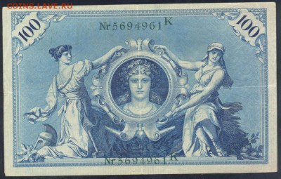 Германия 100 марок 1908 г. Зелёная печать. 16.07.18 г. 22 -0 - 100  м. 1908 1